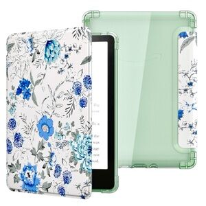 MoKo Case for Kindle White Blue Floral